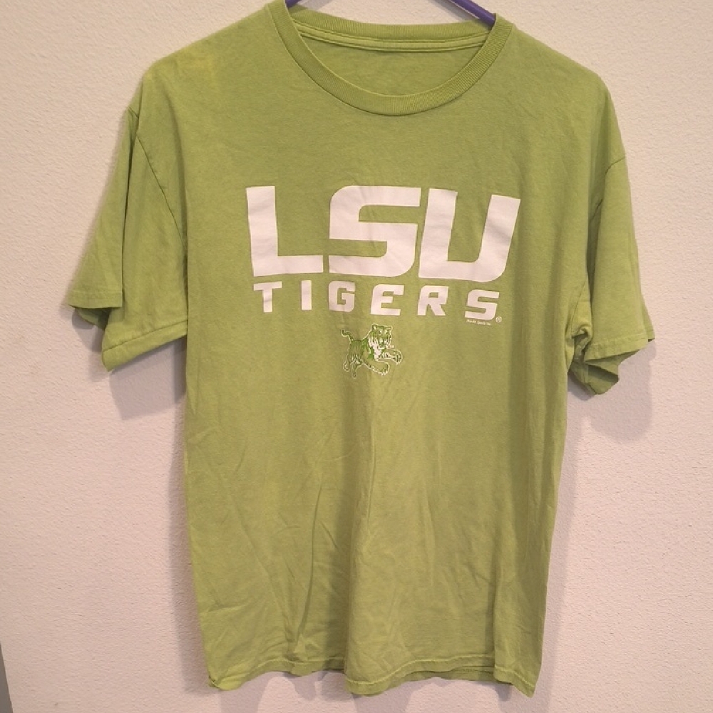 LSU Tigers Short Sleeve T-Shirt in Light Green St Patrick's Day Men's Large